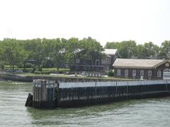 Governors Island in New York City with cityscape in the background