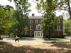 Governors Island in New York City with cityscape in the background