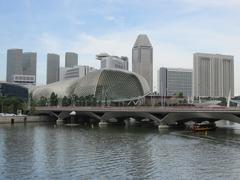 View from Anderson Bridge towards Esplanade Theatres in Singapore