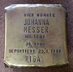 Stolperstein for Johanna Messer by Gunter Demnig displayed at EL-DE Haus in Cologne