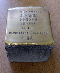 Stolperstein for Johanna Messer by artist Gunter Demnig on display at EL-DE-Haus Cologne