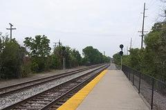 Platform at the closed Greenfield Village station in August 2015