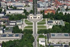 Aerial view of Königsplatz in Munich from the southeast