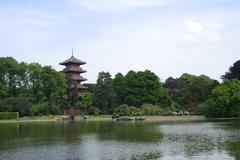 Gardens of the Royal Castle of Laeken in Belgium with the Japanese tower visible