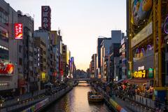 Dōtonbori canal at sunset in Osaka