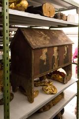 Saint's tomb chest in storage at Historisches Museum Blumenstein