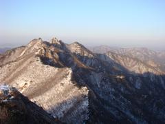 Kyeryongsan mountain landscape with trees and blue sky