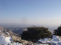 Kyeryongsan mountain range with lush greenery under a clear sky