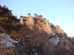 Kyeryongsan mountain in South Korea with lush greenery and rugged peaks