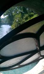 View of the Adda river from inside the Crespi d'Adda hydroelectric power plant