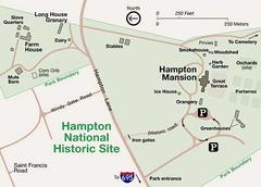 Map of Hampton National Historic Site in Towson, Maryland