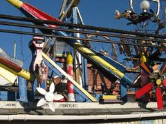 outdoor art installation with various colorful objects