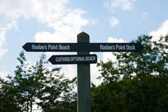 directional signs on Toronto Islands beach