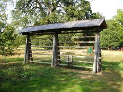 A Kozolec, a Slovenian hay rack at Harcourt Arboretum