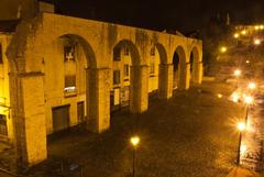 Acueducto de los Pilares in Oviedo at night