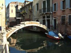 Bridge with no parapet crossing Rio San Felice in Venice