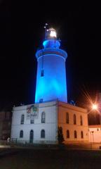 Málaga lighthouse at night