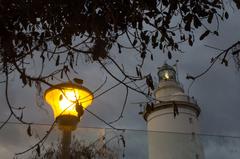 Lighthouse in Málaga at evening