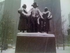 Heald Square Monument in Chicago with snow