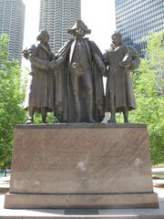 Heald Square Monument in Chicago with Marina City and 330 North Wabash skyscrapers in the background