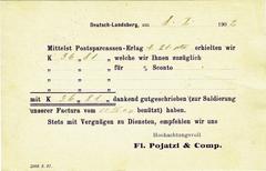 Payment confirmation to Zündholzfabrik Pojatzi & Co, 9 January 1902