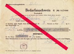 1959 bread flour ration card from Wiel, Styria, Austria