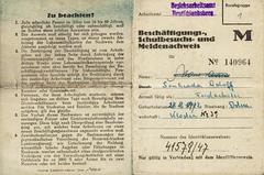 Employment, School Attendance, and Registration Verification, Germany, 1947