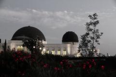 Griffith Observatory under a clear blue sky