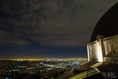 Griffith Observatory at sunset overlooking downtown Los Angeles