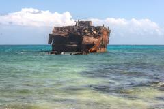 Old Ship in Rocky Cay on a clear day