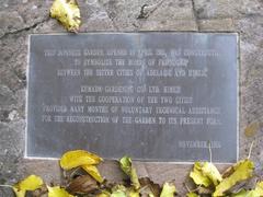 Plaque at the gate of Himeji Gardens in Adelaide signifying sister city relationship with Himeji, Japan