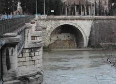 Rome Tiber Cloaca Maxima mouth with Temple of Hercules roof in background