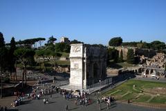 The Arch of Constantine and Palatine Hill seen from the Colosseum in Rome