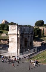 Arch of Constantine and Palatine Hill seen from the Colosseum in Rome