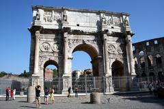 Arch of Constantine and Colosseum in Rome, Italy