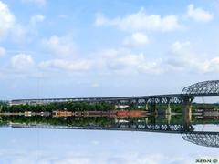 Reflection of a bridge over a river