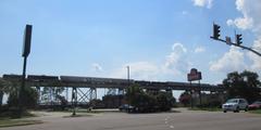 Clearview Parkway with train bridge in Elmwood, Louisiana