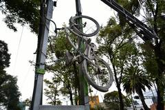 Ghost bike at the corner of Avenida Nuevo León and Avenida Sonora