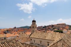 Bell tower of the Franciscan Monastery in the Old Town of Dubrovnik, Croatia