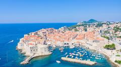 Aerial view of the Old Port of Dubrovnik in Croatia