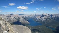 Lake Minnewanka as viewed from the summit of Cascade Mountain in Alberta