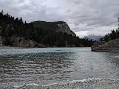 A scenic day in Banff with mountains and trees