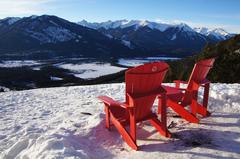 Adirondack chair overlooking Bow Valley in Banff, Alberta, Canada