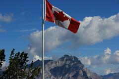 Canadian flag at Lake Louise