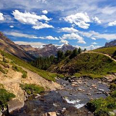 Banff town surrounded by Canadian Rockies