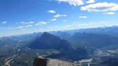 Bow Valley and River with Banff, Mount Rundle, and Sulphur Mountain from Cascade Mountain summit