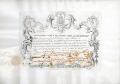 18th-century stock certificate of Companhia Real de Toledo