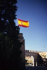 aerial view of Toledo, Spain with the Alcázar of Toledo in the background