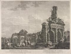 Etching of the Amphitheatre of Capua by Domenico Cunego after Charles-Louis Clérisseau