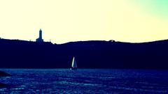 Cape Mayor lighthouse viewed from Santander cliffs